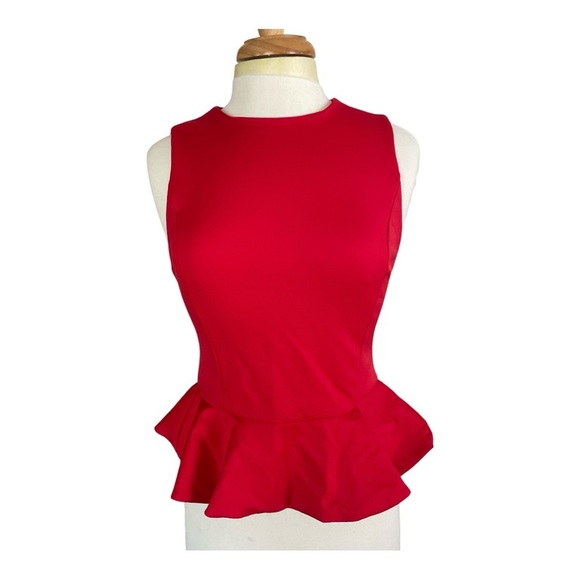 NWT Alice + Olivia Bright Ruby Peplum Top - Picture 1 of 5